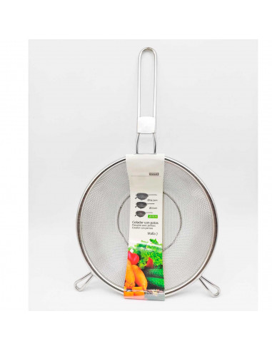 Tradineur - Colador con patas de acero inoxidable, malla fina, ganchos frontales, escurridor metálico, colar harina, pasta, apto