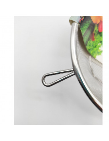 Tradineur - Colador con patas de acero inoxidable, malla fina, ganchos frontales, escurridor metálico, colar harina, pasta, apto