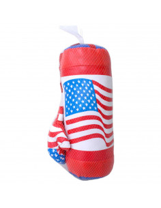 Tradineur - Saco de boxeo, incluye guantes, diseño de bandera de los Estados Unidos, juguete para niños, 33 x 12 cm
