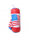 Tradineur - Saco de boxeo, incluye guantes, diseño de bandera de los Estados Unidos, juguete para niños, 33 x 12 cm