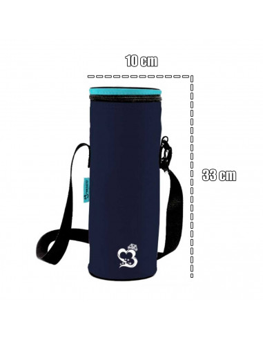 Tradineur - Porta Botellas, fabricado en poliéster y aluminio, Incluye asa ajustable. Color surtido. 33 x 10 cm (alto x diámetro