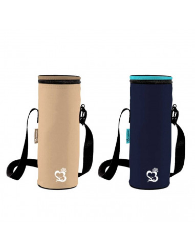 Tradineur - Porta Botellas, fabricado en poliéster y aluminio, Incluye asa ajustable. Color surtido. 33 x 10 cm (alto x diámetro