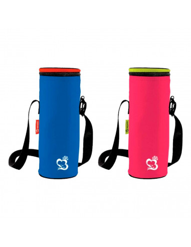 Tradineur - Porta Botellas Neon, fabricado en poliéster, Incluye asa ajustable. Color surtido. 33 x 10 cm (alto x diámetro) 