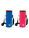 Tradineur - Porta Botellas Neon, fabricado en poliéster, Incluye asa ajustable. Color surtido. 33 x 10 cm (alto x diámetro) 