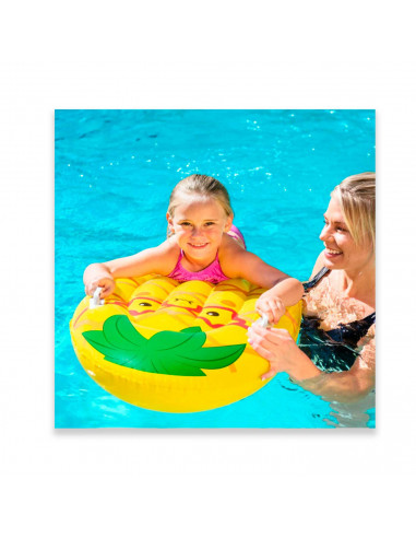 Tradineur - Colchoneta infantil hinchable con diseño de frutas, vinilo resistente, incluye parche de reparación, 84 x 76 cm