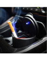 Cenicero para coche de plástico negro 8 x 7 cm con tapa y luz, bote, recipiente para cigarros, uso en automóvil, resistente y du