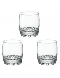 Tradineur - Set de 3 vasos de cristal "Galassia", base gruesa, resistentes, vino, licores, bebidas, aptos para lavavajillas, 8 x