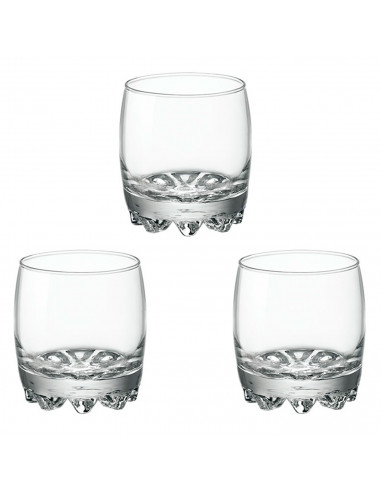 Tradineur - Set de 3 vasos de cristal "Galassia", base gruesa, resistentes, vino, licores, bebidas, aptos para lavavajillas, 8 x