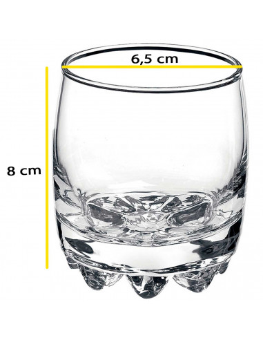 Tradineur - Set de 3 vasos de cristal "Galassia", base gruesa, resistentes, vino, licores, bebidas, aptos para lavavajillas, 8 x