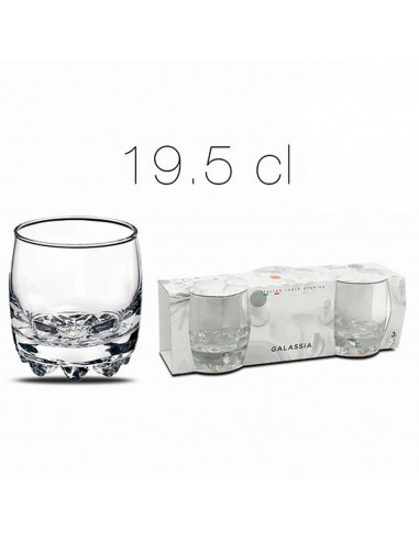 Tradineur - Set de 3 vasos de cristal "Galassia", base gruesa, resistentes, vino, licores, bebidas, aptos para lavavajillas, 8 x