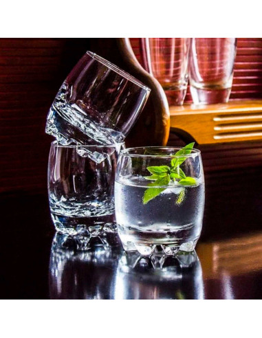 Tradineur - Set de 3 vasos de cristal "Galassia", base gruesa, resistentes, vino, licores, bebidas, aptos para lavavajillas, 8 x