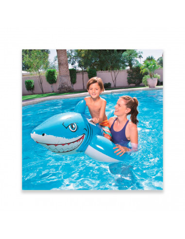 Tradineur - Tiburon hinchable, asas de alta resistencia,vinilo resistente, incluye parche de reparación, 183 x 102 cm