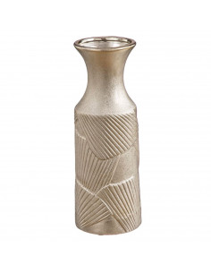 Tradineur - Jarrón de cerámica con relieves, florero elegante y minimalista, recipiente para flores, decoración del hogar, 30 x