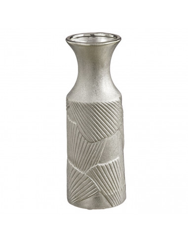 Tradineur - Jarrón de cerámica con relieves, florero elegante y minimalista, recipiente para flores, decoración del hogar, 30 x