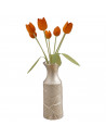 Tradineur - Jarrón de cerámica con relieves, florero elegante y minimalista, recipiente para flores, decoración del hogar, 30 x
