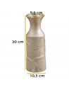 Tradineur - Jarrón de cerámica con relieves, florero elegante y minimalista, recipiente para flores, decoración del hogar, 30 x