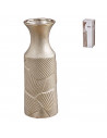 Tradineur - Jarrón de cerámica con relieves, florero elegante y minimalista, recipiente para flores, decoración del hogar, 30 x