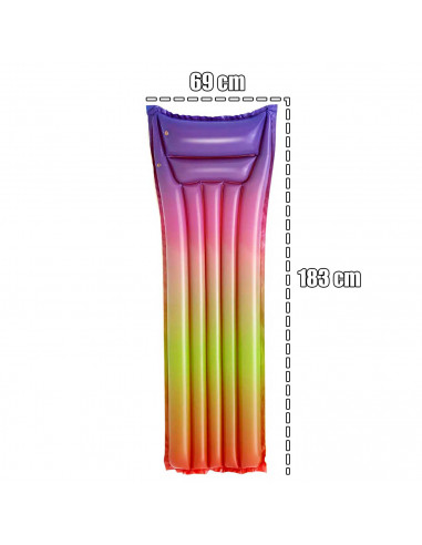 Tradineur - Colchoneta hinchable arcoiris, 2 cámaras de aire, vinilo resistent. Ideal para verano, disfruta de la piscina y play