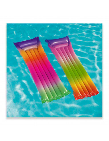 Tradineur - Colchoneta hinchable arcoiris, 2 cámaras de aire, vinilo resistent. Ideal para verano, disfruta de la piscina y play