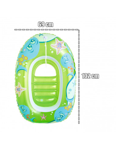 Tradineur - Barca hinchable infantil modelo surtido, vinilo resistente, válvula de seguridad, 102 x 69 cm.