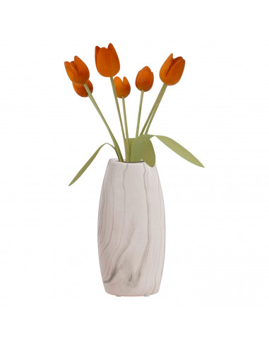 Tradineur - Jarrón de cerámica ovalado, diseño imitación mármol, florero minimalista, recipiente para flores, decoración del hog