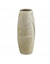 Tradineur - Jarrón de cerámica cilíndrico con relieves, florero elegante y minimalista, recipiente para flores, decoración del h