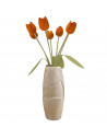 Tradineur - Jarrón de cerámica cilíndrico con relieves, florero elegante y minimalista, recipiente para flores, decoración del h
