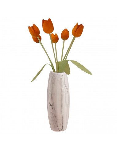 Tradineur - Jarrón de cerámica cilíndrico, diseño imitación mármol, florero minimalista, recipiente para flores, decoración del