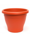 Maceta de plástico redonda marrón, 58,5 cm, 80 litros, modelo Mediterránea para plantas y flores con orificios inferiores, recip