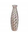Tradineur - Jarrón metálico plateado, diseño con ondas, florero minimalista, recipiente para flores, decoración del hogar, 27,5