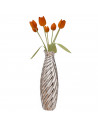 Tradineur - Jarrón metálico plateado, diseño con ondas, florero minimalista, recipiente para flores, decoración del hogar, 27,5