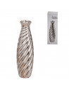 Tradineur - Jarrón metálico plateado, diseño con ondas, florero minimalista, recipiente para flores, decoración del hogar, 27,5