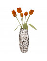 Tradineur - Jarrón facetado de metal plateado, florero minimalista, recipiente para flores, decoración del hogar, negocios, 30 x