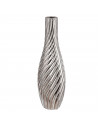 Tradineur - Jarrón plateado de metal, diseño con ondas, florero minimalista, recipiente para flores, decoración del hogar, negoc