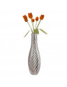 Tradineur - Jarrón plateado de metal, diseño con ondas, florero minimalista, recipiente para flores, decoración del hogar, negoc