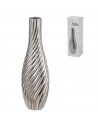 Tradineur - Jarrón plateado de metal, diseño con ondas, florero minimalista, recipiente para flores, decoración del hogar, negoc