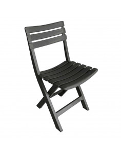 Tradineur - Silla plegable, fabricado en resistente plástico, ligero y cómodo. Color negro. 78 x 41 x 44 cm