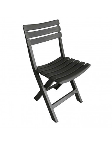 Tradineur - Silla plegable, fabricado en resistente plástico, ligero y cómodo. Color negro. 78 x 41 x 44 cm