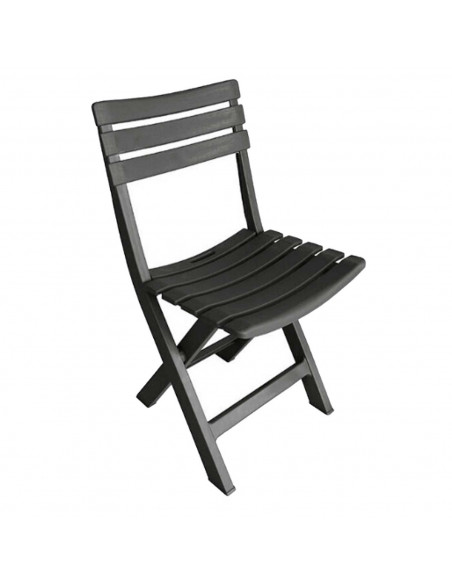 Tradineur - Silla plegable, fabricado en resistente plástico, ligero y cómodo. Color negro. 78 x 41 x 44 cm