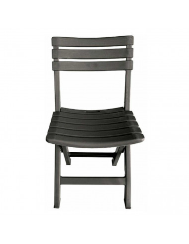 Tradineur - Silla plegable, fabricado en resistente plástico, ligero y cómodo. Color negro. 78 x 41 x 44 cm