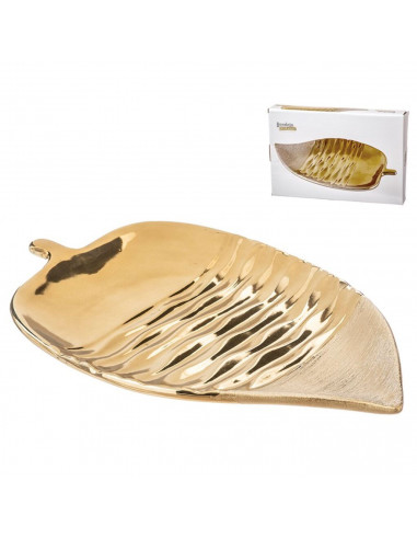Tradineur - Centro de mesa metálico en forma de hoja, diseño moderno y minimalista, recipiente para fruta, adornos, decoración d