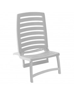 Tradineur - Silla plegable para playa, fabricado en resistente plástico, ligero y cómodo. Color blanco. 64 x 42 x 85 cm