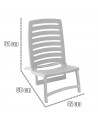 Tradineur - Silla plegable para playa, fabricado en resistente plástico, ligero y cómodo. Color blanco. 64 x 42 x 85 cm