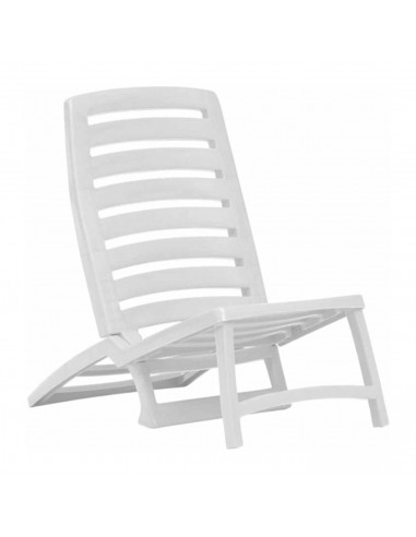 Tradineur - Silla plegable para playa, fabricado en resistente plástico, ligero y cómodo. Color blanco. 64 x 42 x 85 cm