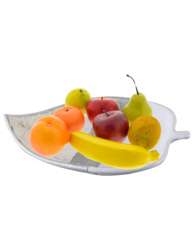 Tradineur - Centro de mesa de cerámica y nácar en forma de hoja, diseño minimalista, recipiente para fruta, adornos, decoración