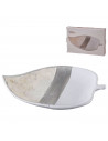 Tradineur - Centro de mesa de cerámica y nácar en forma de hoja, diseño minimalista, recipiente para fruta, adornos, decoración