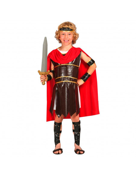 Tradineur - Disfraz de guerrero romano infantil, fibra sintética, incluye cinta de la cabeza, túnica con capa, carnaval, Arde lu Tradineur - Disfraz de guerrero romano infantil, fibra sintética, incluye cinta de la cabeza, túnica con capa, carnaval, Arde lu