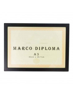 Marco de madera negro para diploma A3 de 42 x 29,7 cm, marco para fotos, documentos, certificados, premios para colgar en la par