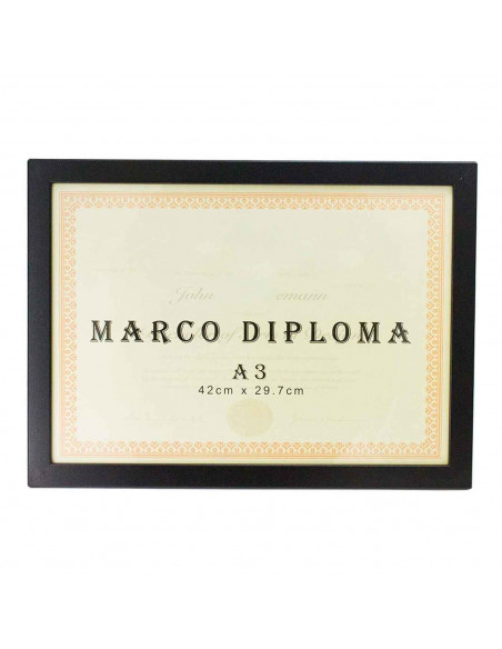 Marco de madera negro para diploma A3 de 42 x 29,7 cm, marco para fotos, documentos, certificados, premios para colgar en la par
