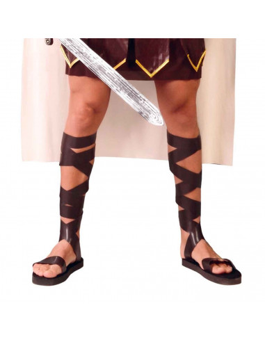 Tradineur - Sandalias romanas, talla adulta, para Arde Lucus, halloween y celebraciones. Tamaño: 29 x 12,5 cm (largo x ancho)